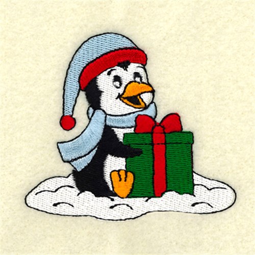 Christmas Penguin With Gift Machine Embroidery Design
