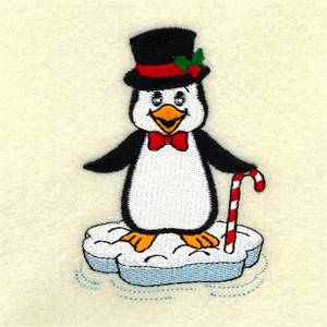 Picture of Christmas Penguin & Top Hat Machine Embroidery Design