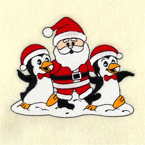 Penguins Dancing with Santa Machine Embroidery Design
