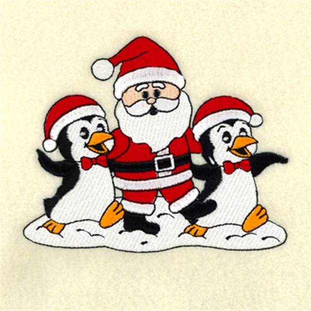 Picture of Penguins Dancing with Santa Machine Embroidery Design
