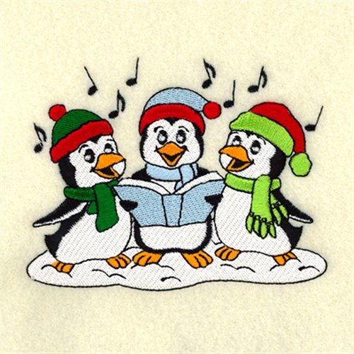 Penguins Singing Christmas Carols Machine Embroidery Design