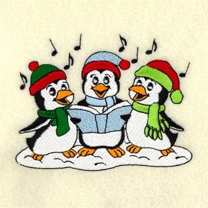 Picture of Penguins Singing Christmas Carols Machine Embroidery Design