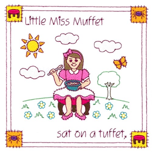 Little Miss Muffet Square Machine Embroidery Design