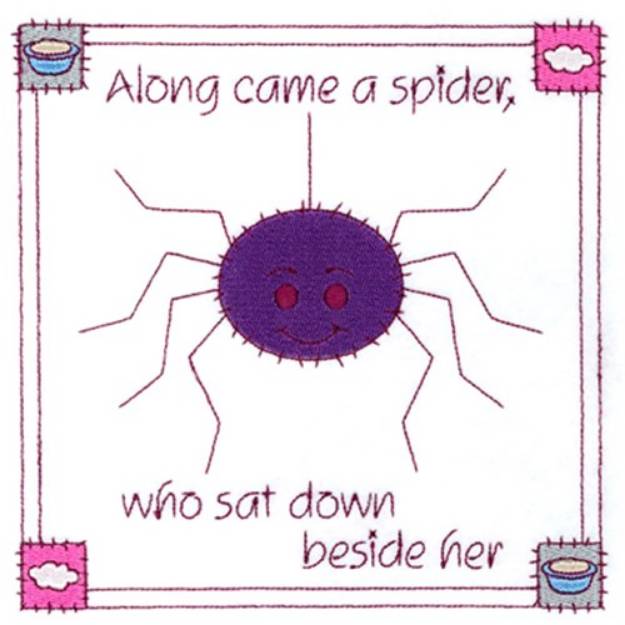 Picture of Little Miss Muffet Square   Machine Embroidery Design