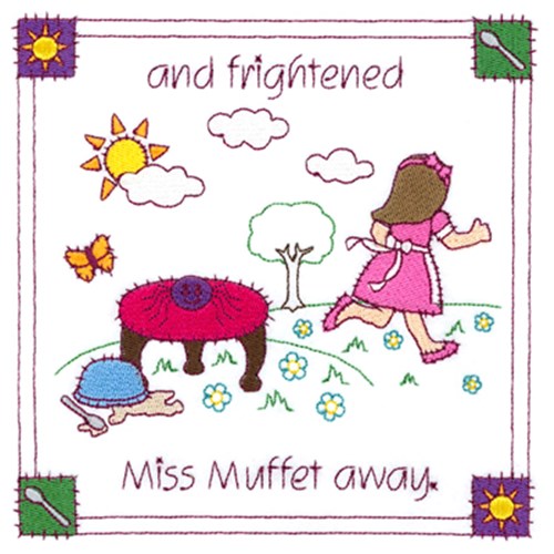 Frightened Miss Muffet Machine Embroidery Design