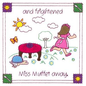 Picture of Frightened Miss Muffet Machine Embroidery Design