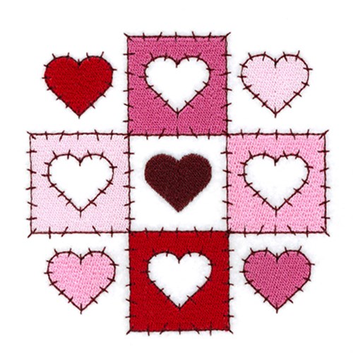 Hearts Checkerboard Machine Embroidery Design