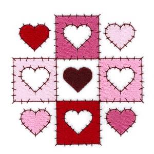 Picture of Hearts Checkerboard Machine Embroidery Design