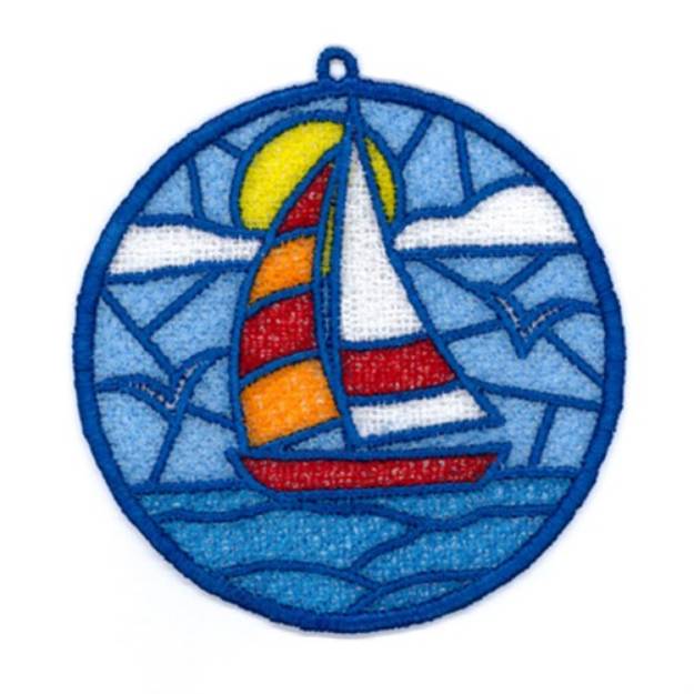Picture of FSL Sailboat Sun Catcher Machine Embroidery Design