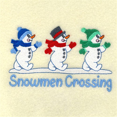 Snowmen Crossing Machine Embroidery Design