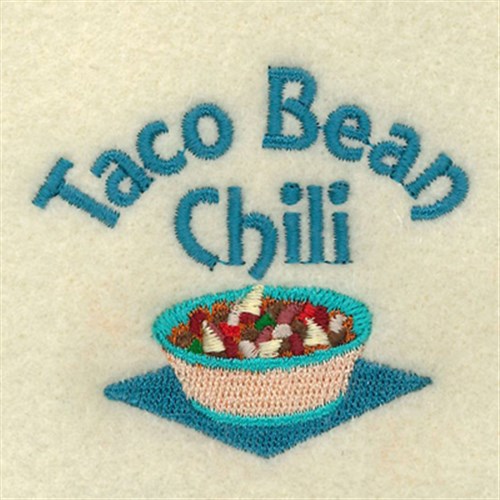 Taco Bean Chili Label Machine Embroidery Design