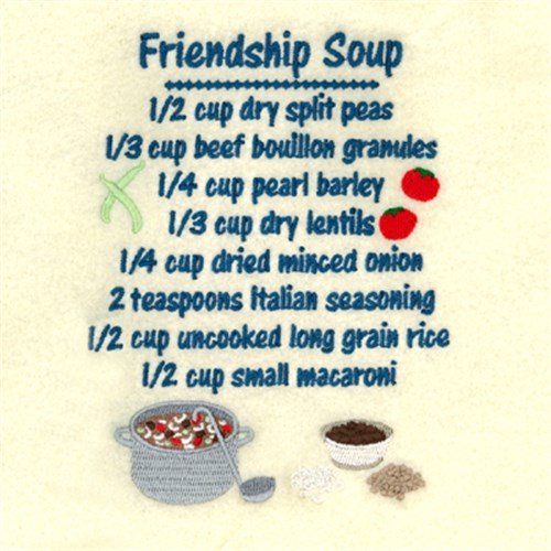 Friendship Soup Recipe Machine Embroidery Design