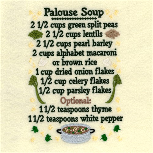 Palouse Soup Recipe Machine Embroidery Design