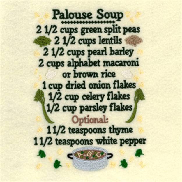 Picture of Palouse Soup Recipe Machine Embroidery Design