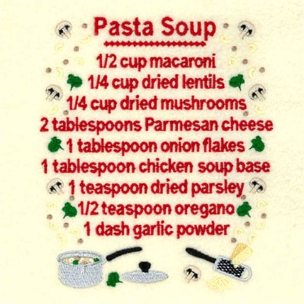 Picture of Pasta Soup Recipe Machine Embroidery Design