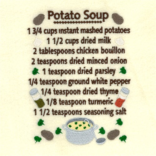 Potato Soup Recipe Machine Embroidery Design