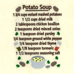 Picture of Potato Soup Recipe Machine Embroidery Design