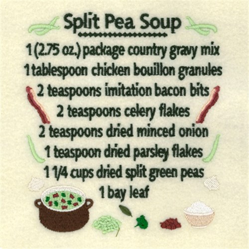 Split Pea Soup Recipe Machine Embroidery Design