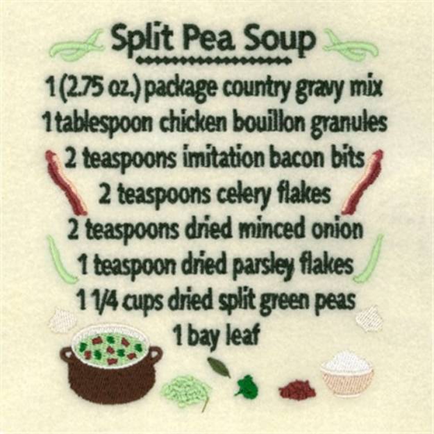 Picture of Split Pea Soup Recipe Machine Embroidery Design