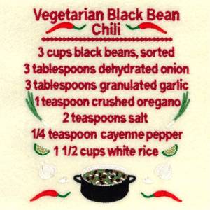 Picture of Vegetarian Black Bean Chili Recipe Machine Embroidery Design