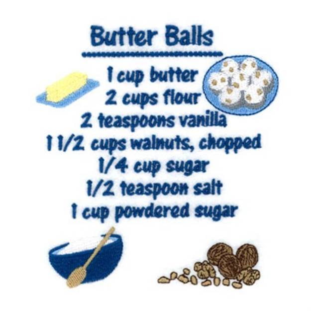 Picture of Butter Ball Cookies Recipes Machine Embroidery Design