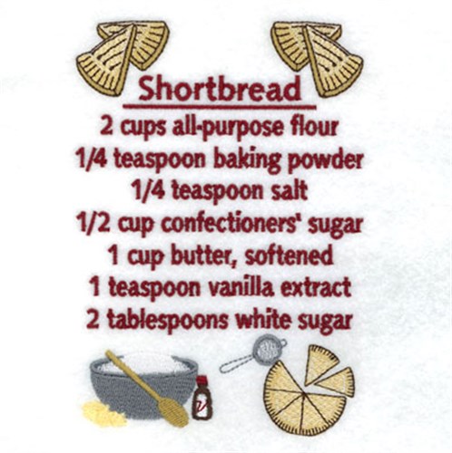 Shortbread Recipes Machine Embroidery Design