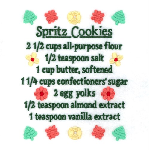 Spritz Cookies Recipes Machine Embroidery Design
