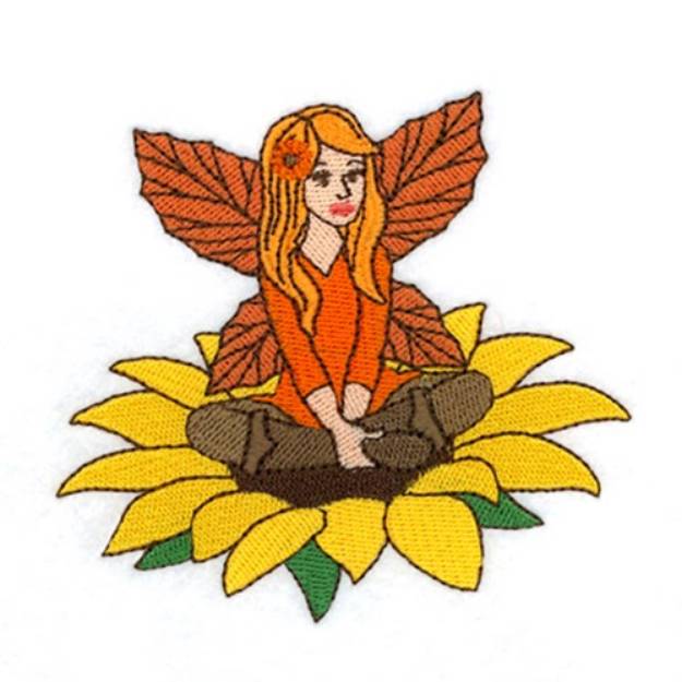 Picture of Autumn Fairy on Sunflower Machine Embroidery Design