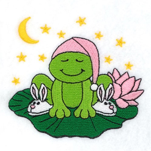 Bedtime Frog Machine Embroidery Design