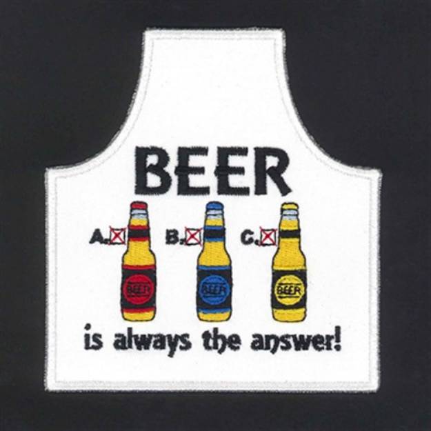 Picture of Beer is always the answer! Apron Machine Embroidery Design