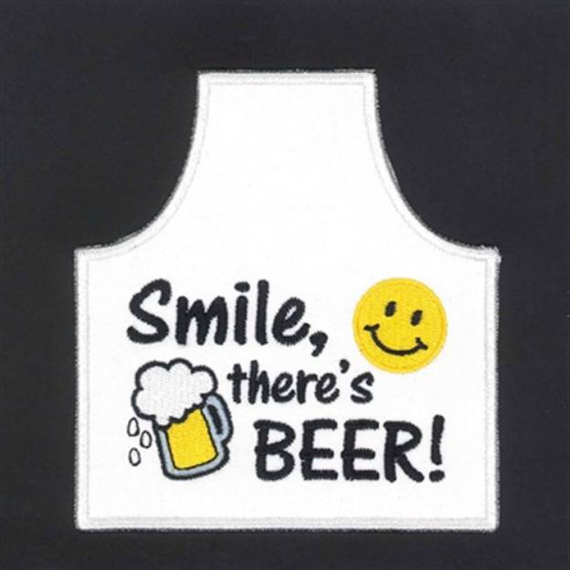 Picture of Smile, theres Beer! Apron Machine Embroidery Design