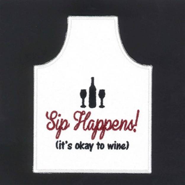 Picture of Sip Happens! Apron Machine Embroidery Design