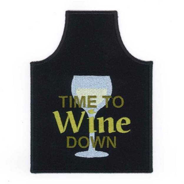 Picture of Time to Wine Down Apron Machine Embroidery Design