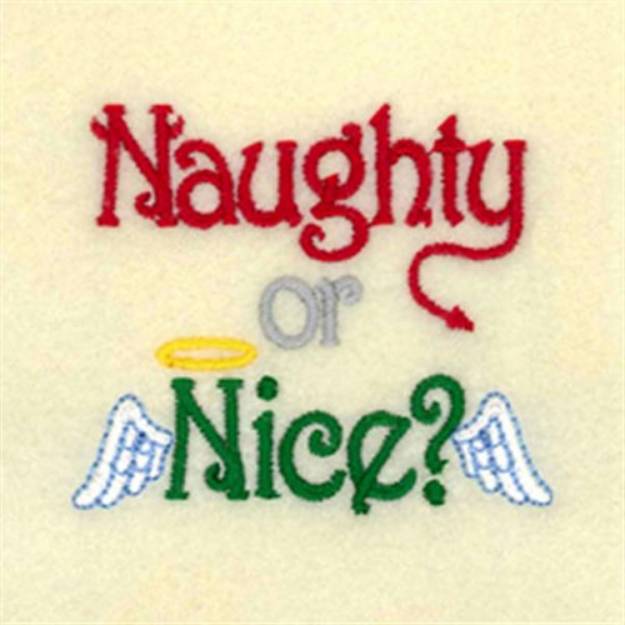 Picture of Naughty or Nice Ornament Machine Embroidery Design