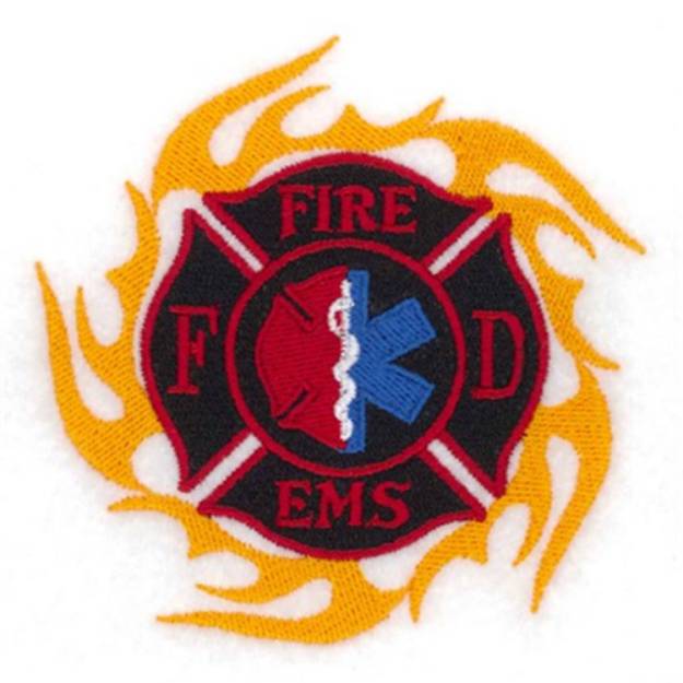 Picture of Flaming Fire EMS Shield Machine Embroidery Design