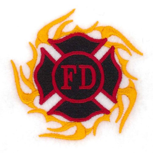 Flaming FD Shield Machine Embroidery Design