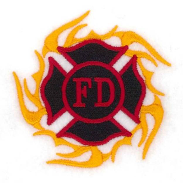 Picture of Flaming FD Shield Machine Embroidery Design