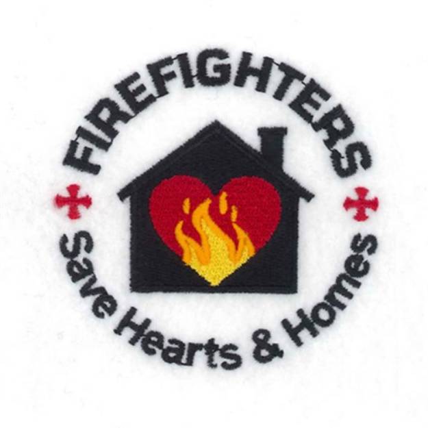 Picture of Firefighters Save Hearts & Homes Machine Embroidery Design
