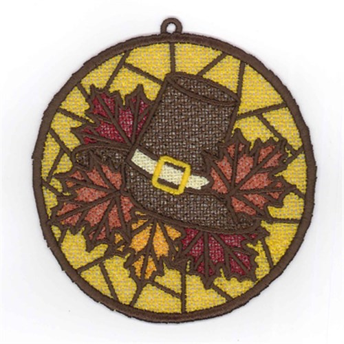 Pligrim Hat FSL Sun Catchers Machine Embroidery Design