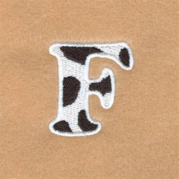Picture of F Cow Font 1 1/2" High Machine Embroidery Design