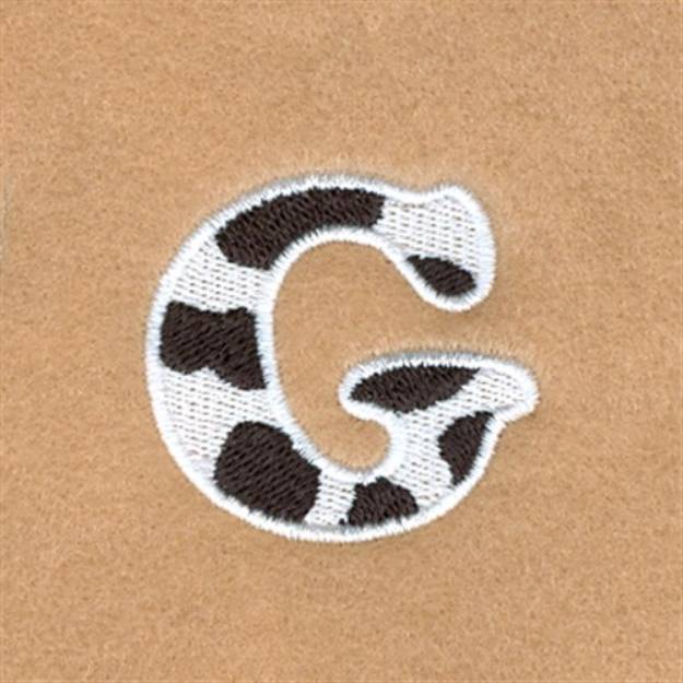 Picture of G Cow Font 1 1/2" High Machine Embroidery Design