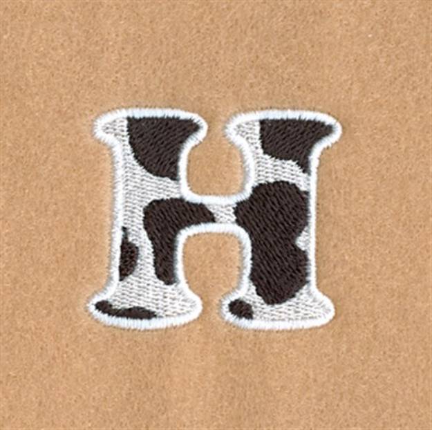 Picture of H Cow Font 1 1/2" High Machine Embroidery Design