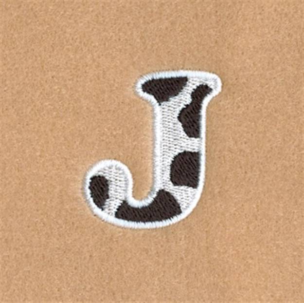 Picture of J Cow Font 1 1/2" High Machine Embroidery Design
