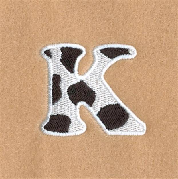 Picture of K Cow Font 1 1/2" High Machine Embroidery Design