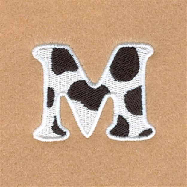 Picture of M Cow Font 1 1/2" High Machine Embroidery Design