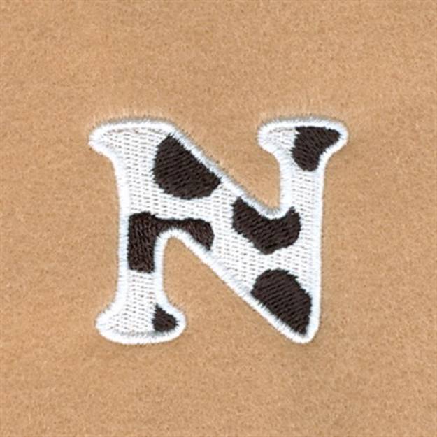 Picture of N Cow Font 1 1/2" High Machine Embroidery Design