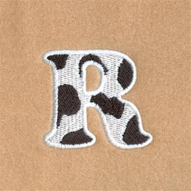 Picture of R Cow Font 1 1/2" High Machine Embroidery Design