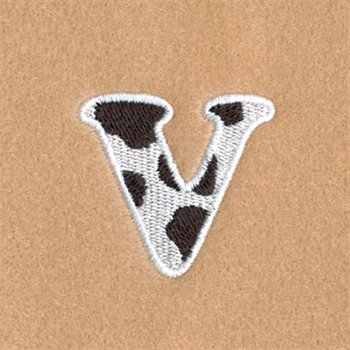V Cow Font 1 1/2" High Machine Embroidery Design