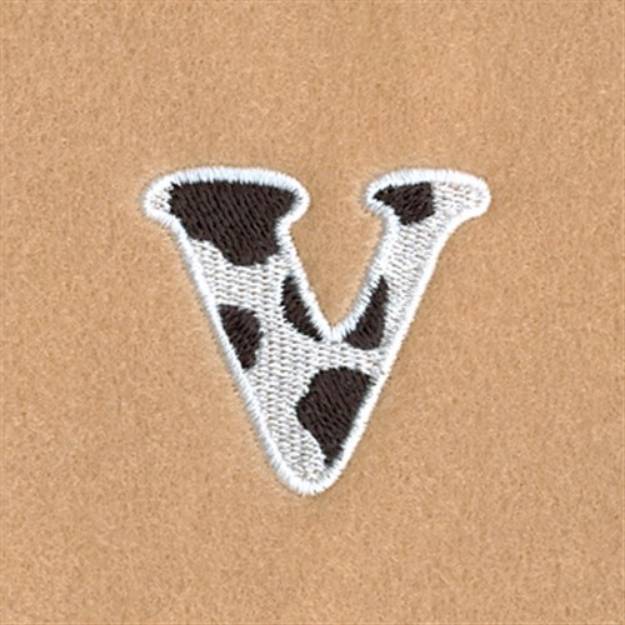 Picture of V Cow Font 1 1/2" High Machine Embroidery Design