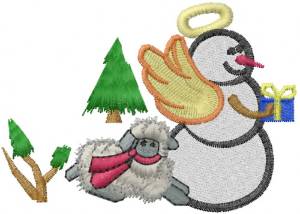 Picture of Snowman and Lamb Machine Embroidery Design
